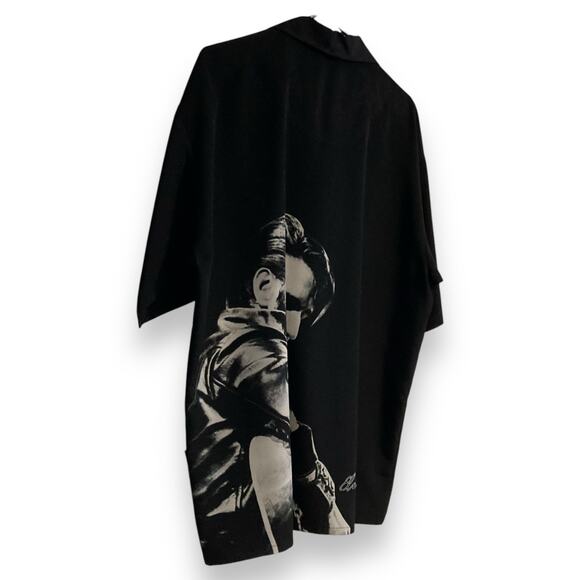 Dragonfly Clothing Elvis Presley The King Black Rocker Satin Button Up Size XL - Picture 15 of 16